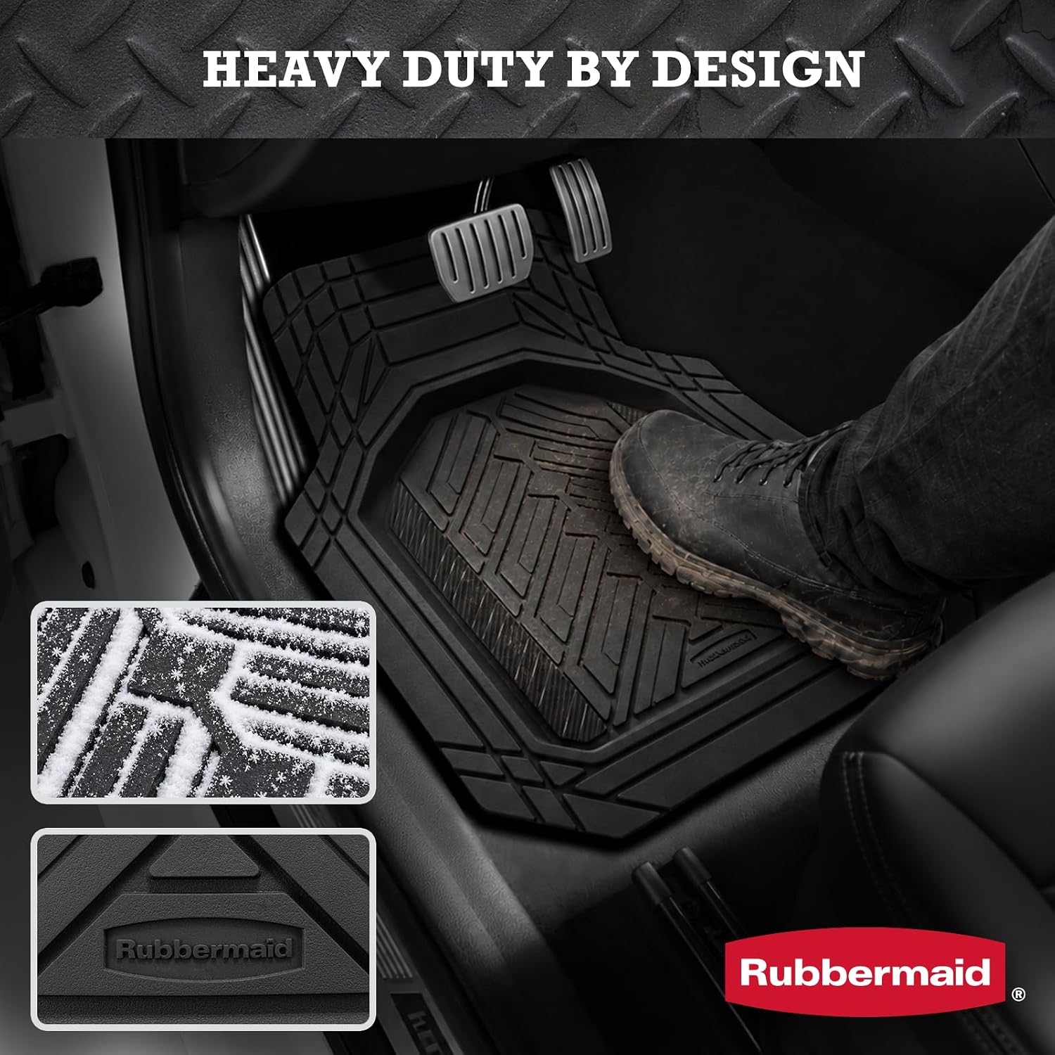 Rubbermaid Car Floor Mats, All-Weather Car Mat Full Set, Waterproof Deep Groove Car Mats with Anti-Slip Backing, Trim-to-Fit Floor Mats for Cars, SUVs, Trucks & Vans, Black image 4