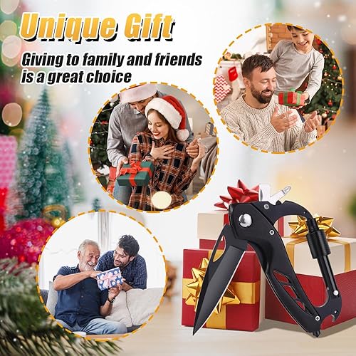 Miniatura 7 de Mosquetón multiherramienta con cuchillo de bolsillo, mosquetón EDC con cuchillos plegables, equipo de supervivencia para camping, senderismo con