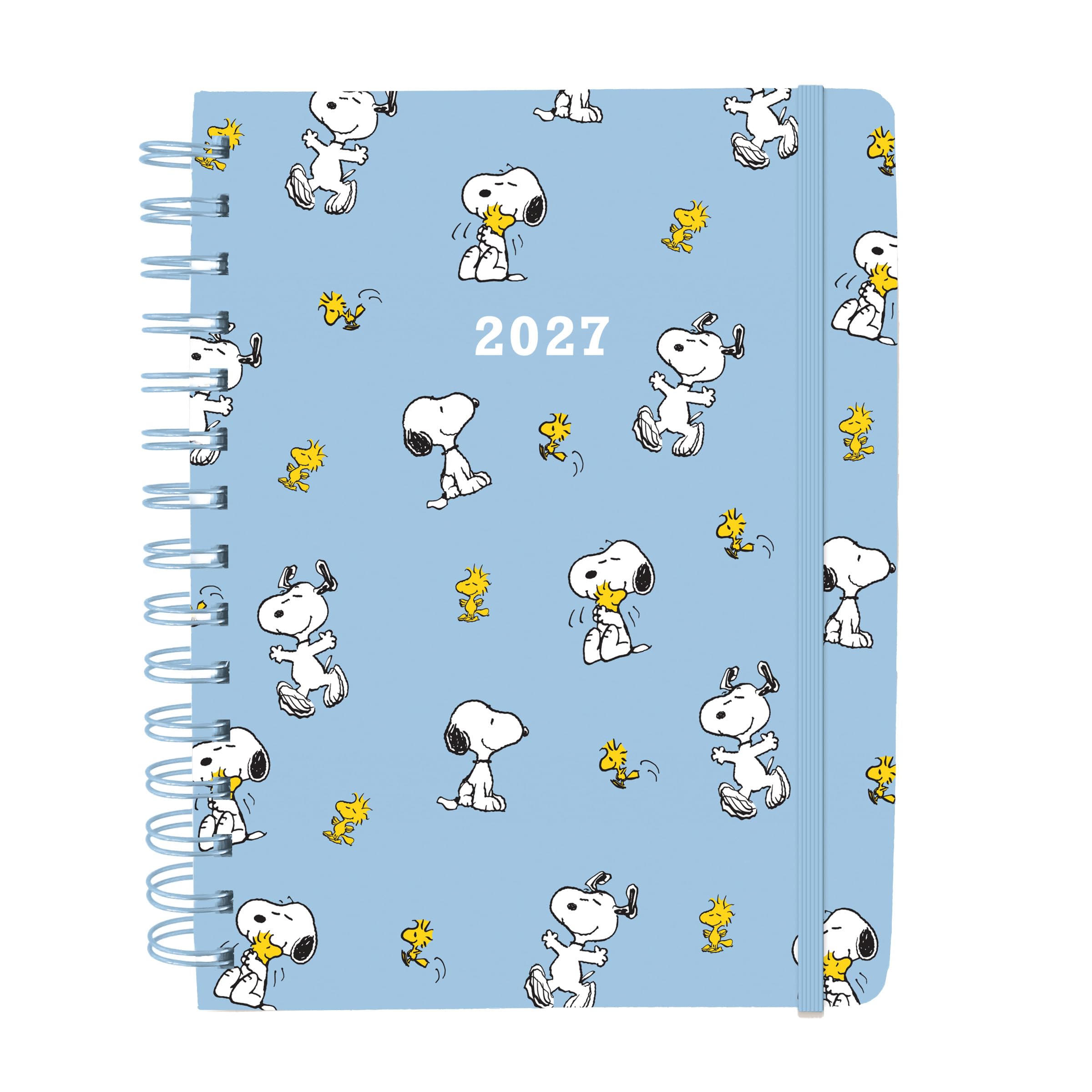Graphique Peanuts Planificateur 18 mois, juillet 2026 à décembre 2027, planificateur à spirale rigide avec onglets mensuels, autocollants de vacances et de rappel, 15,2 x 20,3 cm