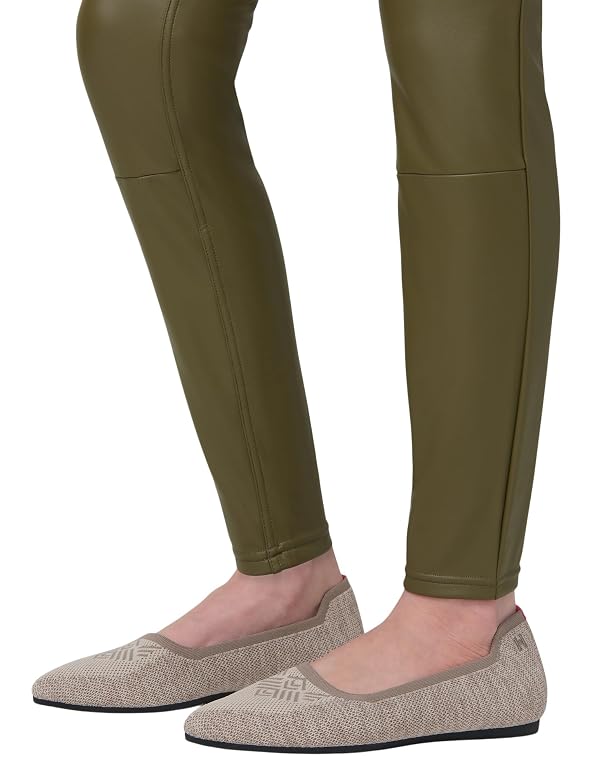 HUE Women's Faux Leather Leggings, Dark Olive, Large by HUE - Used condition - Image 5