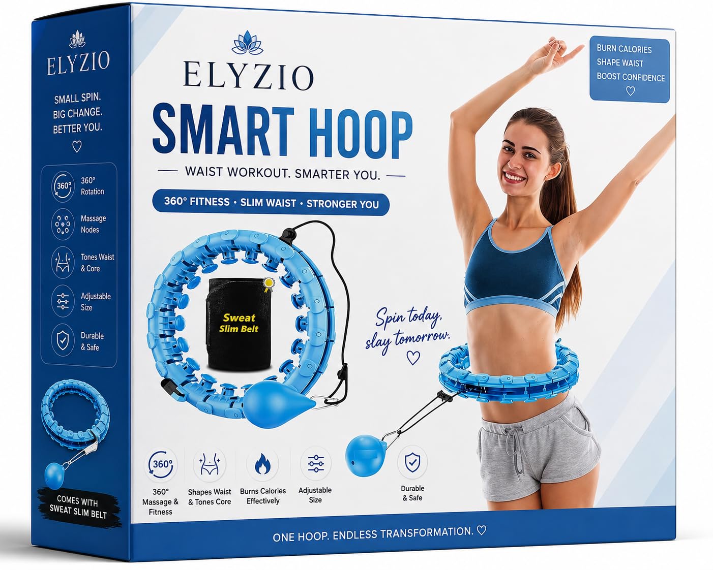 Smart Fitness Hoop for Women & Men | Adjustable Waist Hoop Trainer for Weight Loss, Core Workout & Fat Burning | 360° Massage Exercise Hoop | Home Fitness Equipment Style- 3-image-31