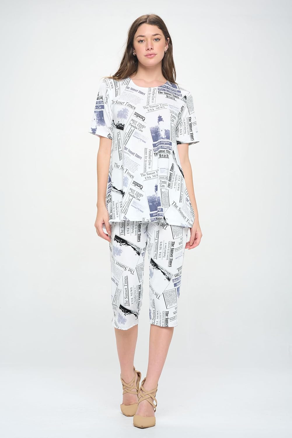 Jostar Two-Piece Short Sleeve Top & Capri Pant Set-9003BN-SRP1