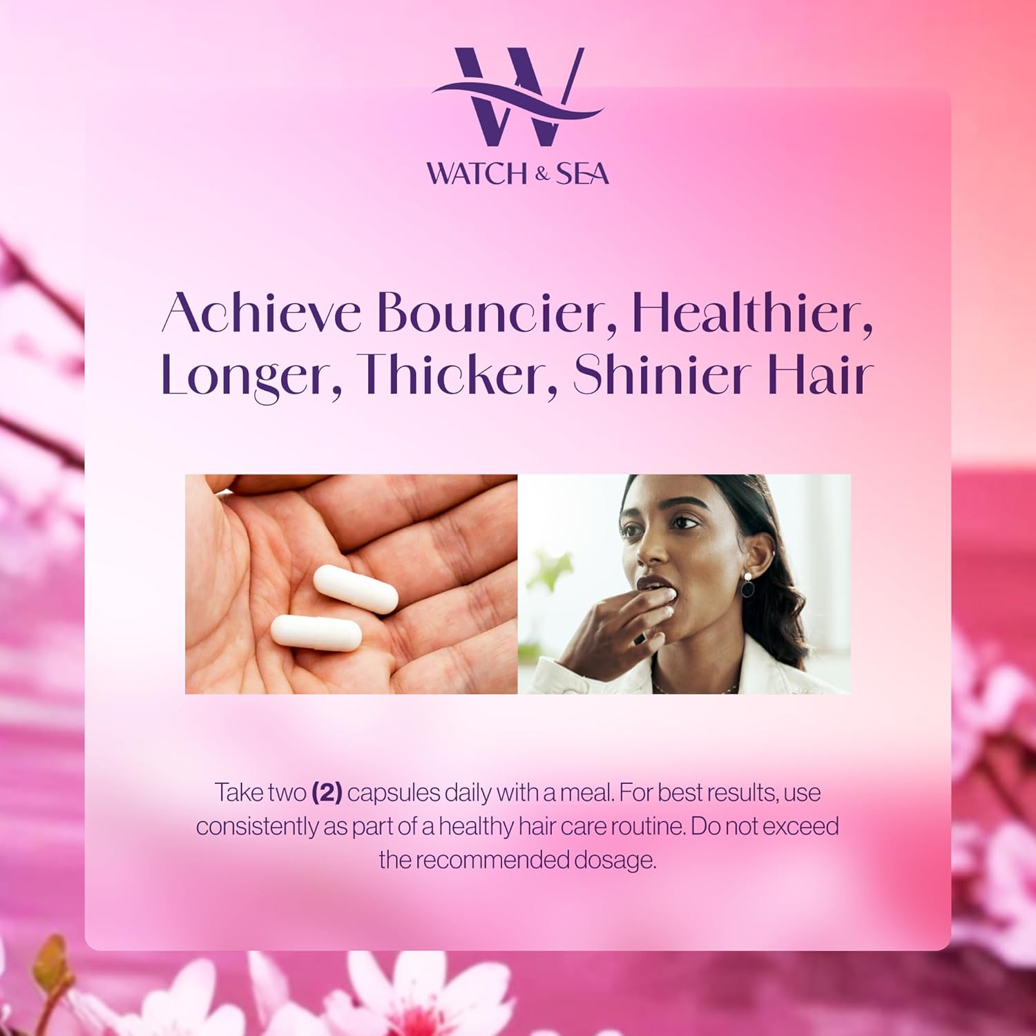 Watch & Sea Hair Flourishing Extra-Strength Capsules - Nourishing Hair Supplement with Biotin, Herbs, Minerals and Vitamins for Hair Growth and Thickness for All Hair Types - 60 Capsules - Image 6