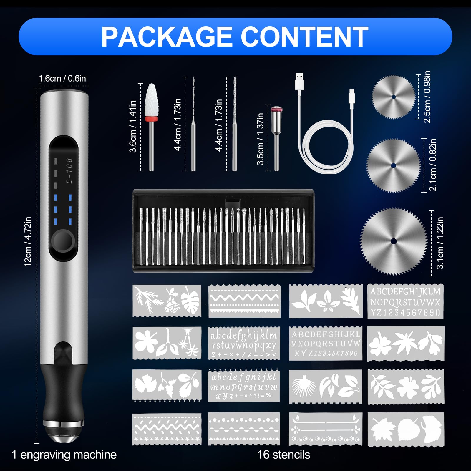 Euakee Stylo de Gravure Rechargeable USB, Mini Graveur électrique Bricolage Outils Rotatifs sans Fil, Outil de Gravure Portable pour Bijoux Bois Métal Pierre Plastique Gravure sur Verre