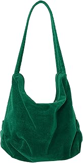 ALUWU Corduroy Tote Bag for Women Girl Canvas Shoulder Handbags Cute Large Purse