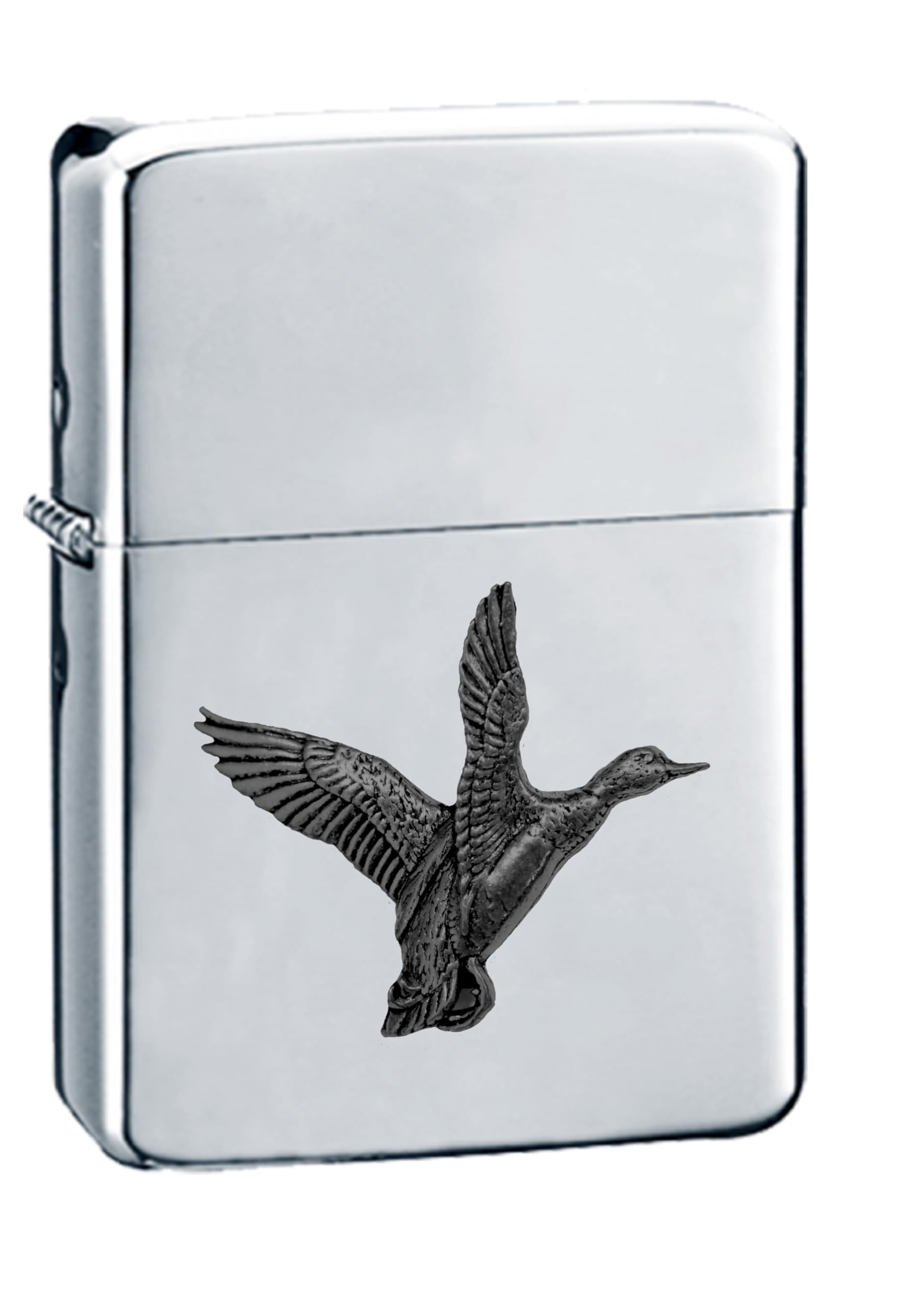 Briquet B12 Rising Mallard en étain anglais et chrome argenté brossé