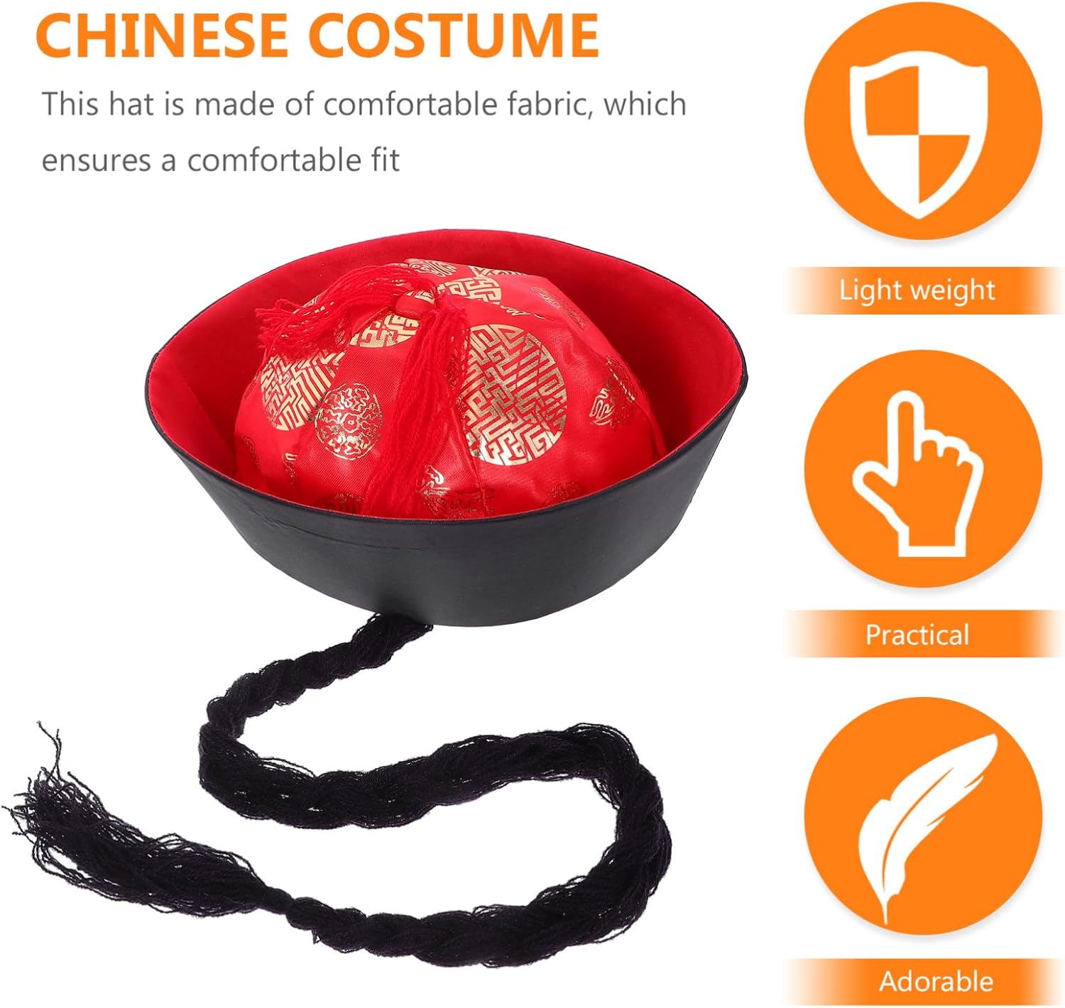 Unomor Cosplay Hat Authentic Chinese Style Headwear for Halloween Lightweight Traditional Qing Costume Accessory for Theatrical Productions and Festive Events