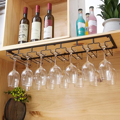 Miniatura 6 de Ipetboom Estantes flotantes de pared, estante para copas de vino, 1 soporte de vidrio colgante de metal, soporte para copas de vino debajo del