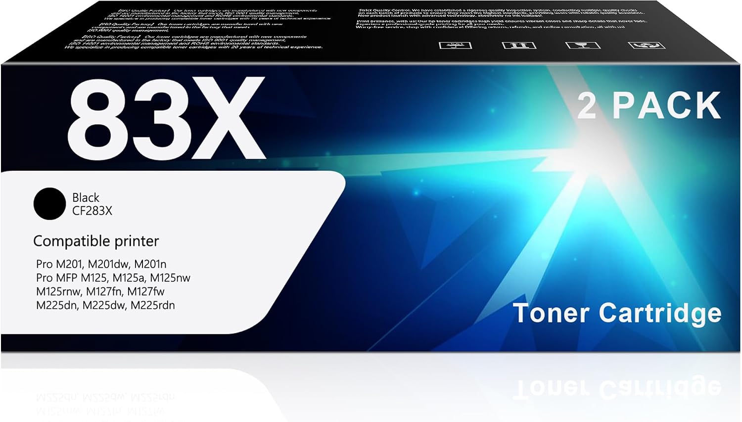83X Toner Cartridge CF283X Replacement for HP 83X 83A Compatible with Pro MFP M125a M127fn M127fw M125nw M201dw M225dw M201n Printer (2 Black)