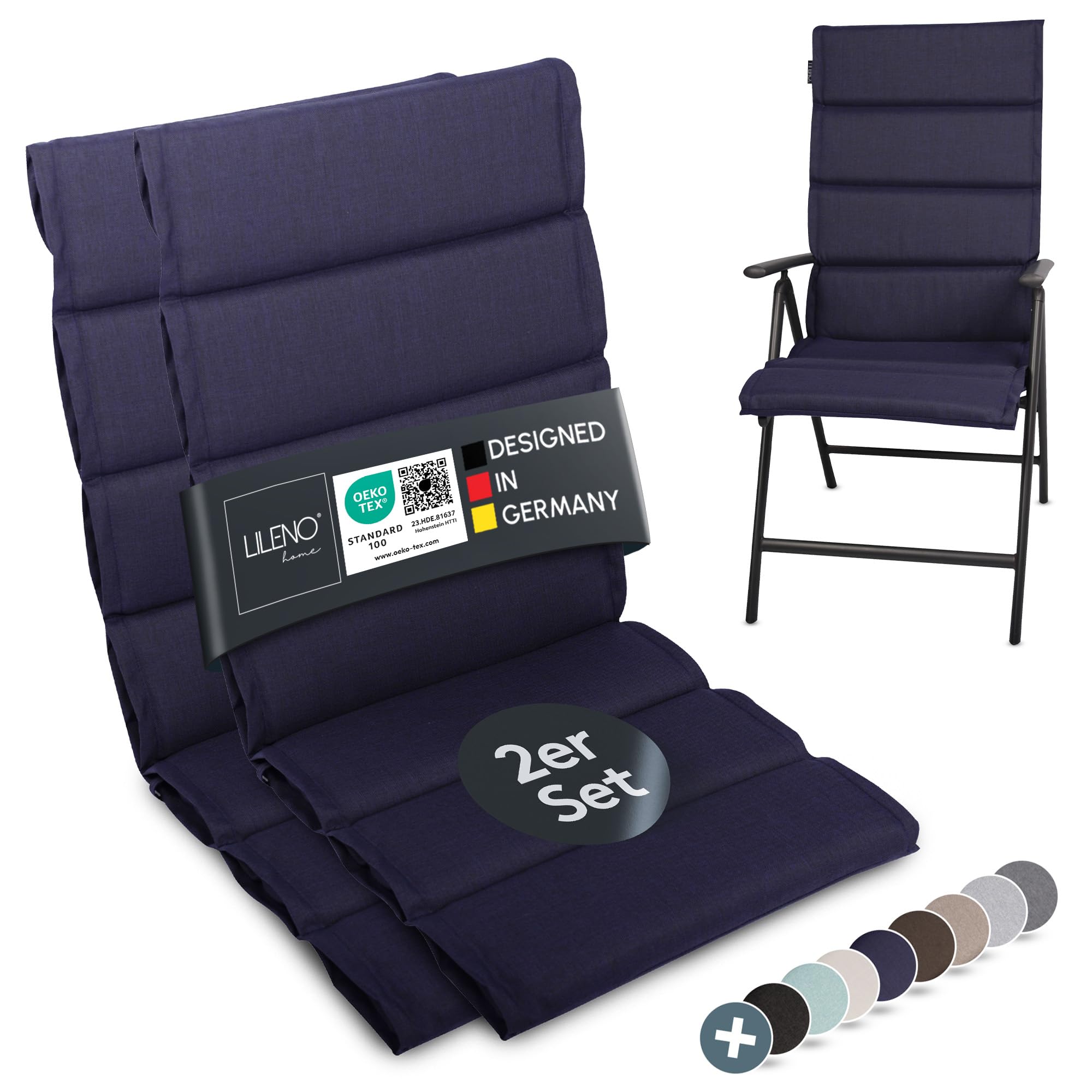 LILENO HOME Gartenstuhl Auflagen - Bequeme Liegen als Sitzauflagen für Gartenmöbel - Stuhlkissen für Gartenstühle und ALUT HL