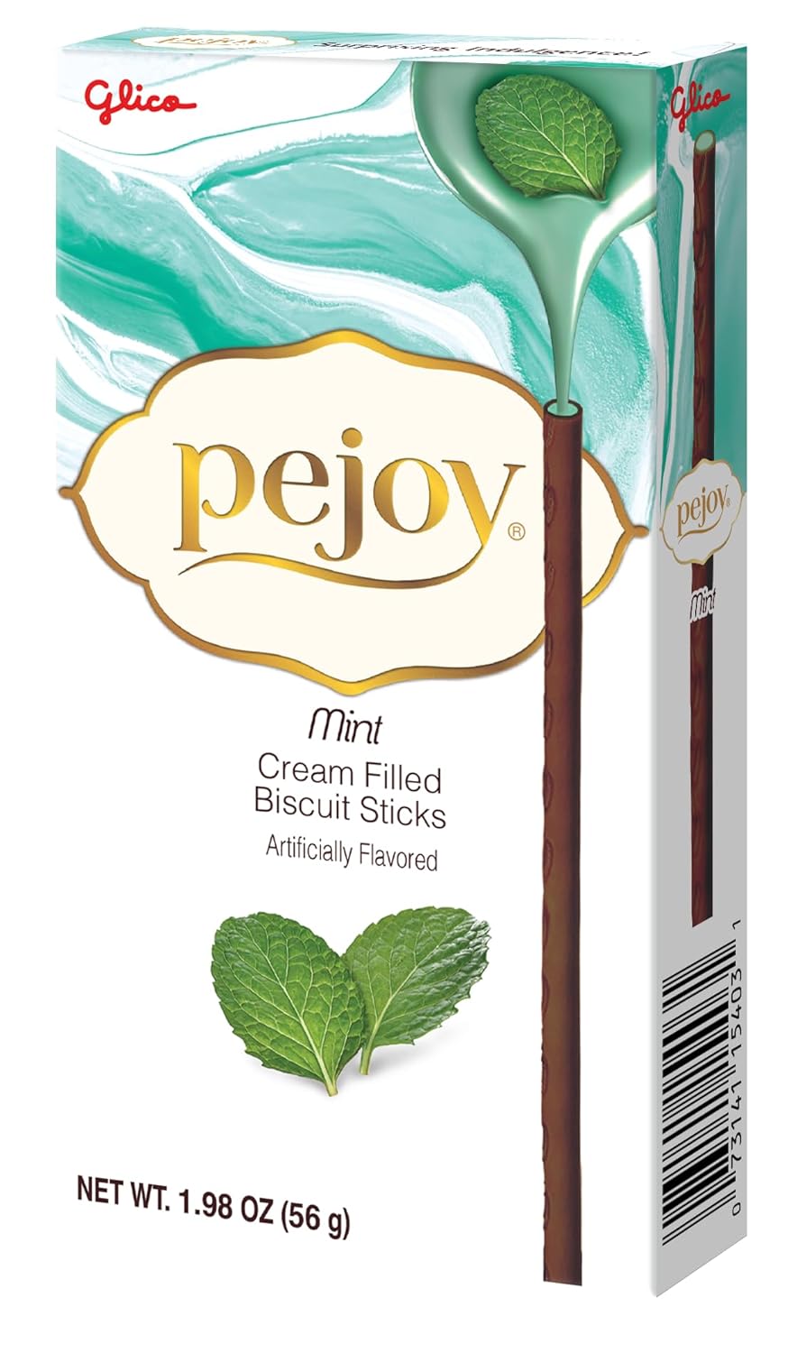 Glico Pejoy Mint Cream Filled Cocoa Biscuit Sticks, 1.98 oz (Pack of 10)