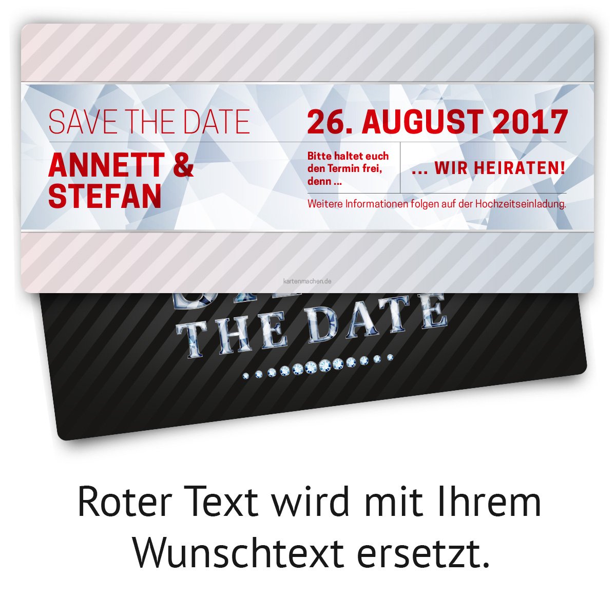 Save the Date Karten zur Hochzeit (80 Stück) - VIP Diamant Blau - Hochzeitskarten