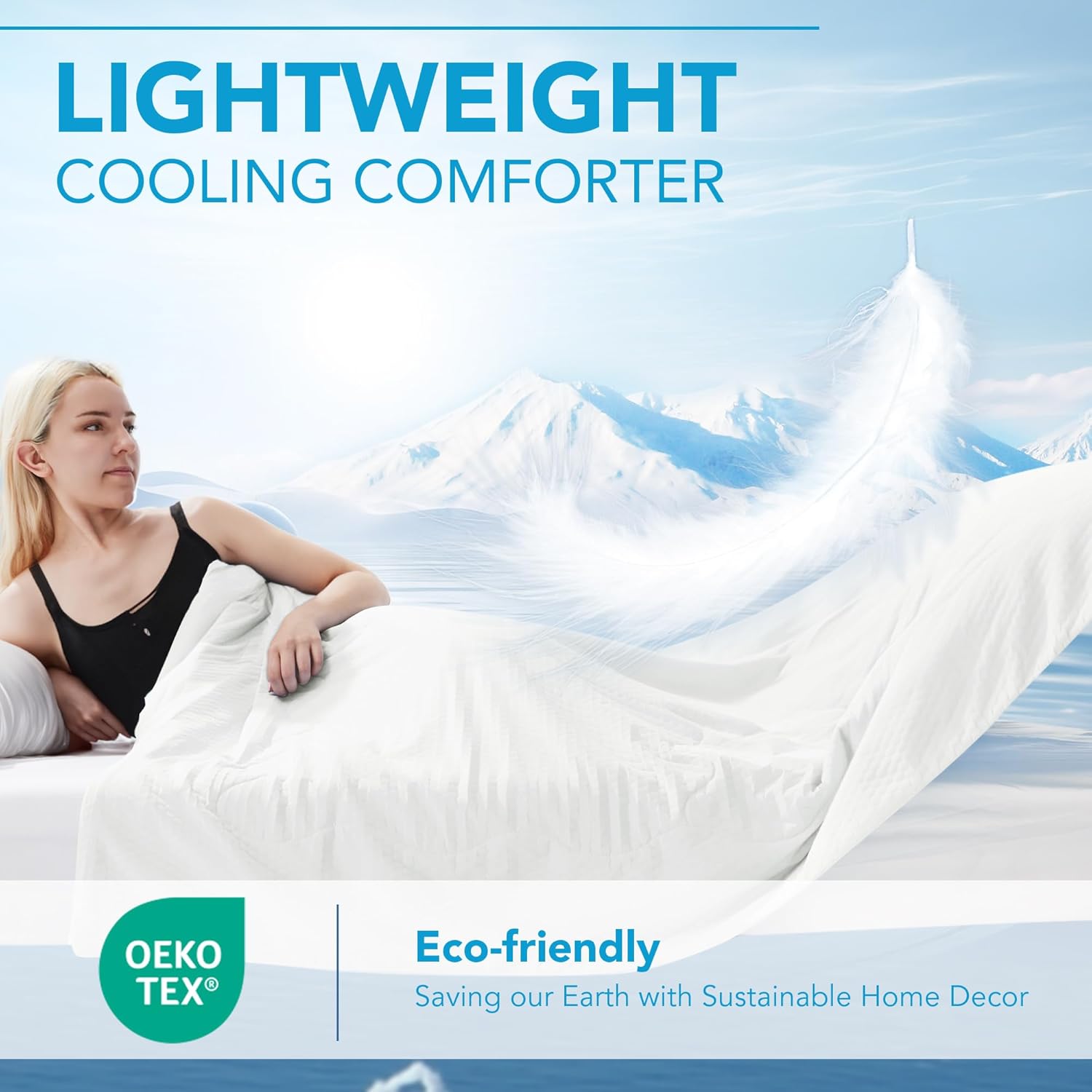 Deconovo Cooling Comforter King White, 90"×108" PCM Cool Touch Wave Pattern Blanket for Hot Sleepers, Rolled Edge Summer Quilt, Oeko-TEX Certified Breathable