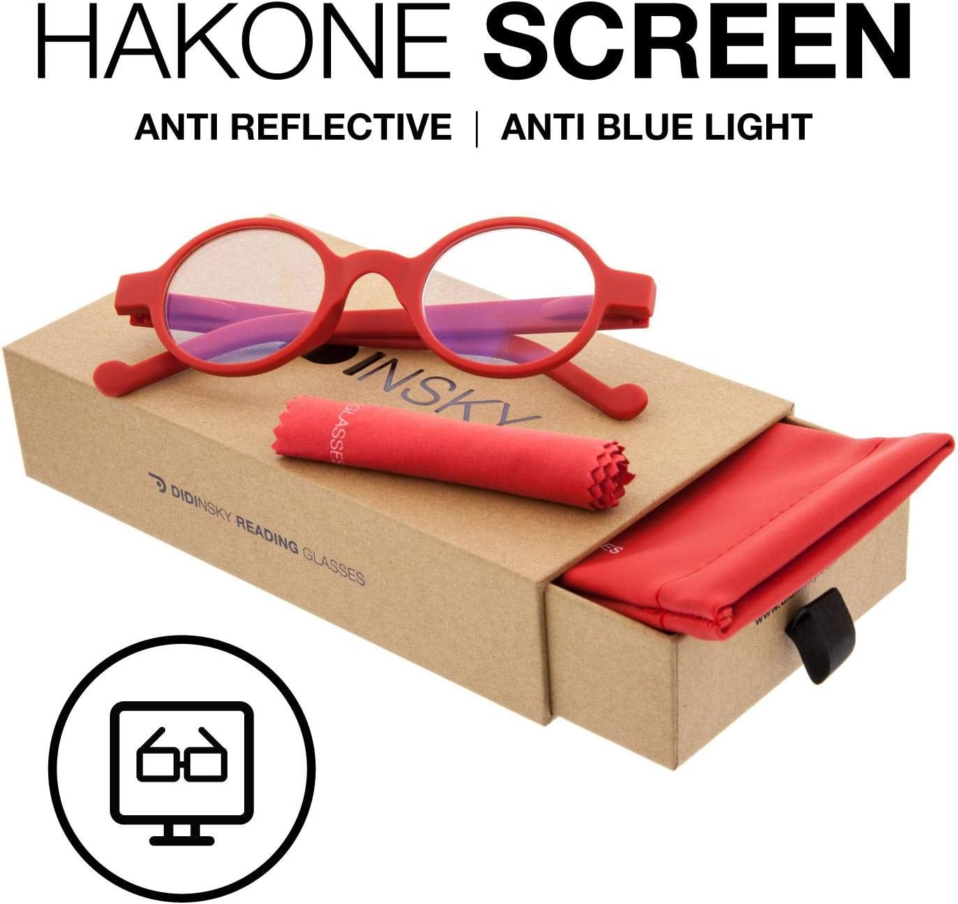 DIDINSKY Reading Glasses for Men and Women. Blue Light Blocking Computer Readers. Rubber Touch Flexible Temple and Anti Glare Glasses. Ferrari 0.0 - HAKONE Screen