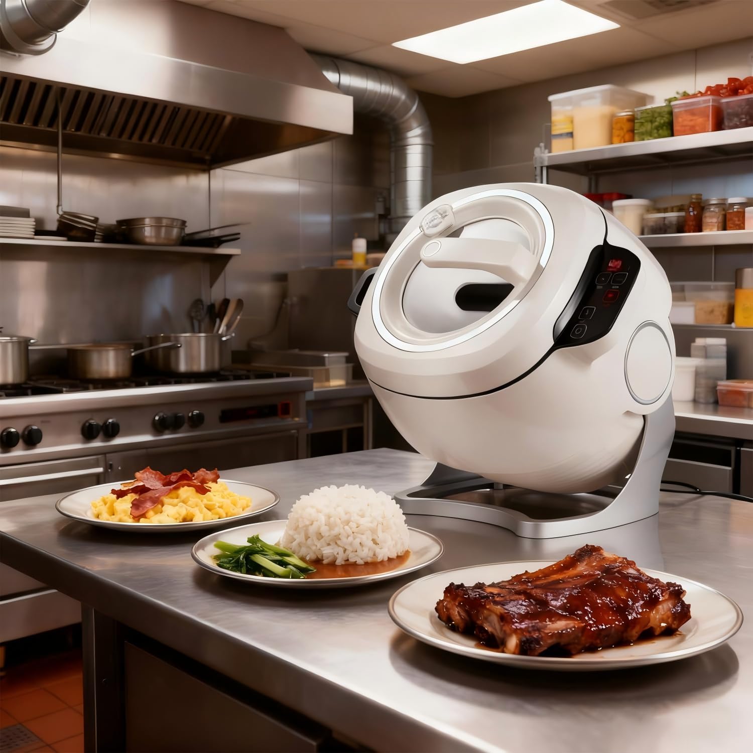Automatic Cooking Robot 2000W, Smart Touch Panel, 3D Heating, 6L Stainless Steel Pot, 3-Level Power Adjustment for Kitchens and Restaurants