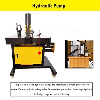 INTSUPERMAI Electric Hydraulic Busbar Processing Machine 4 in 1 Hydraulic Busbar Punching Cutting Bending Processing for Cutter/Hole Puncher/Bending/Crimping Machine 110V