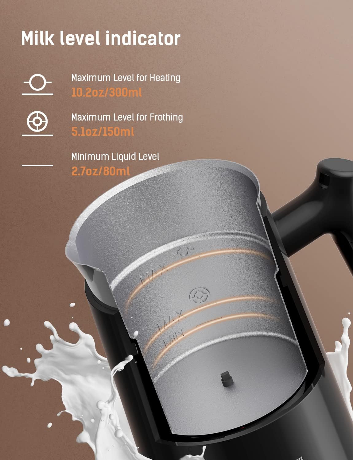 YISSVIC Milk Frother Milk Level Indicator