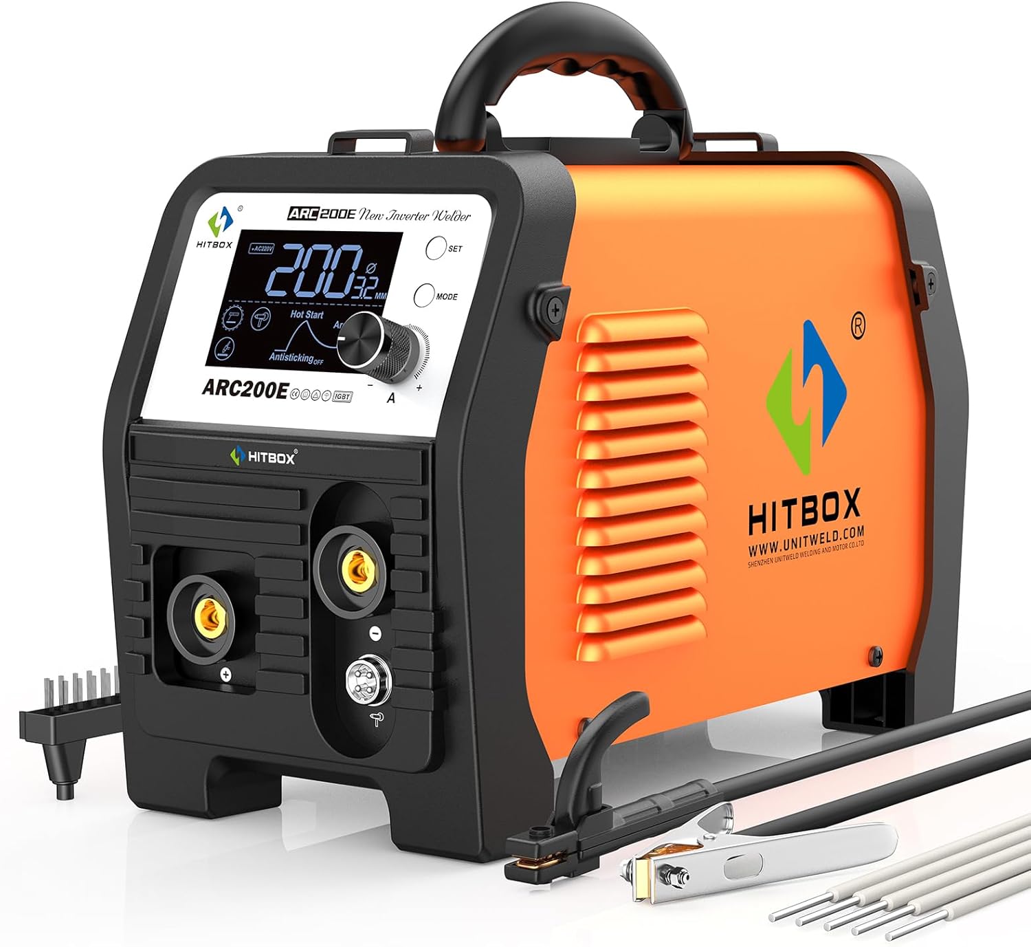 HITBOX 200A Stick Welder, 81V High No Load Voltage ARC/Lift TIG/Spool Gun Flux Core MIG Welding Machine with Synergic Control, IGBT Inverter 110V/220V MMA Welder Machine with TFT-LCD Large Display