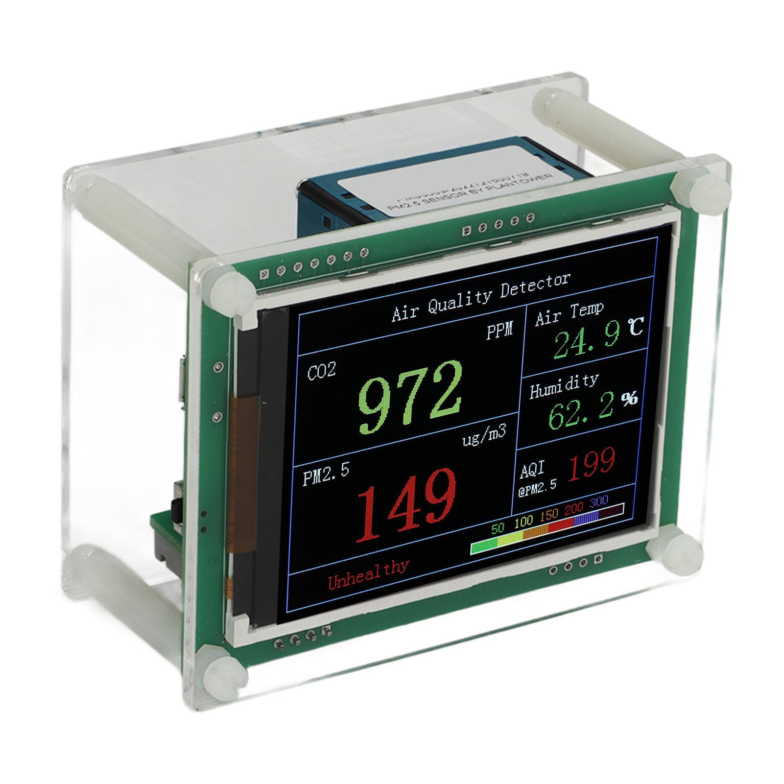 Monitor della qualità Dell'aria Rilevatore della qualità Dell'aria Interna Ad Alta Precisione per L'home Office PM2.5 Test di umidità della Temperatura 8,5x6,5 Cm