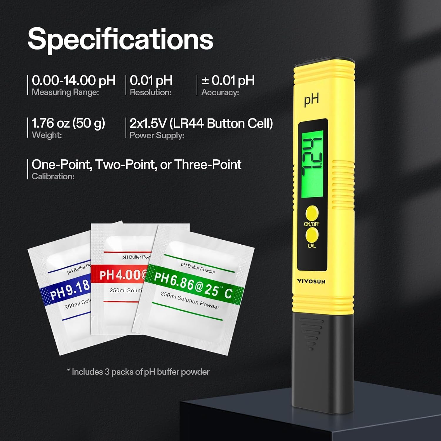 ACU-CHECK All-New pH Meter for Water - High Accuracy Digital pH Tester (0.01 Precision) with UL Certification and 3 pH Calibration Powders - Ideal for Home Water, Hydroponics, Aquariums, Pools - Image 2 thumbnail