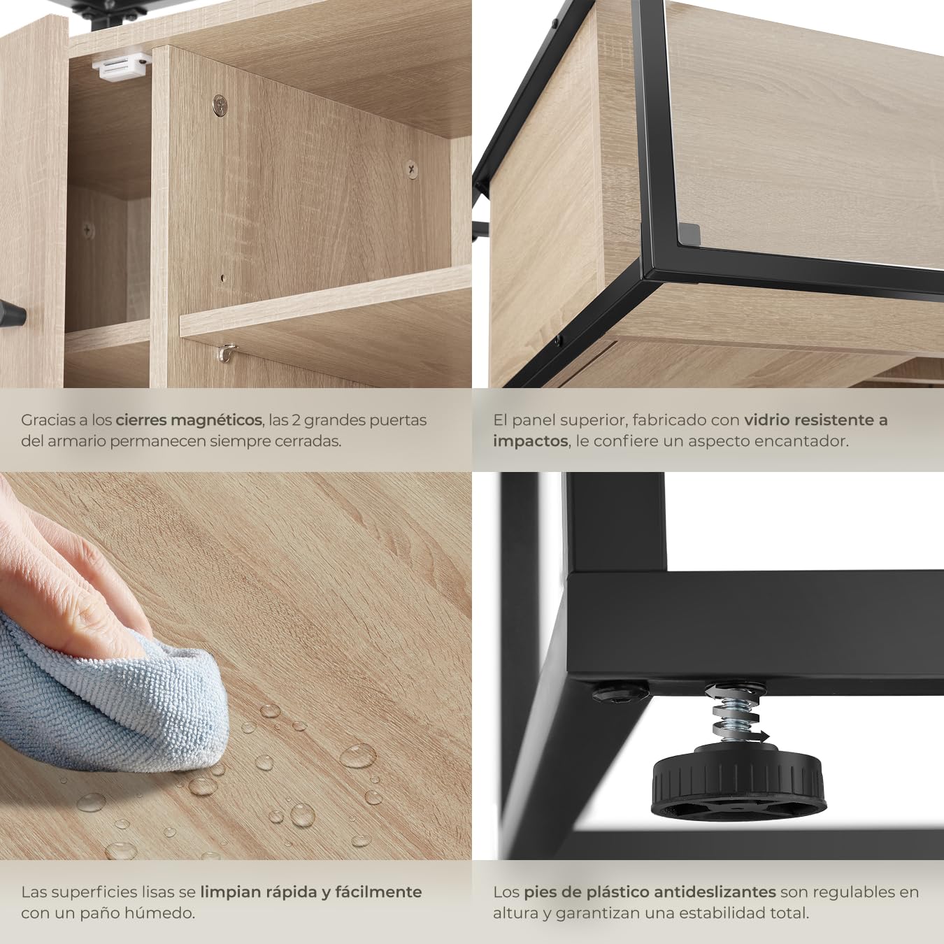 tectake® Mueble TV Salon de Estilo Industrial, Aparador con 2 Armarios y 3 Estantes, Tablero Madera, Muebles Salon, Mesa TV - 100 x 38 x 80,5 cm Madera Industrial Clara, Roble Sonoma