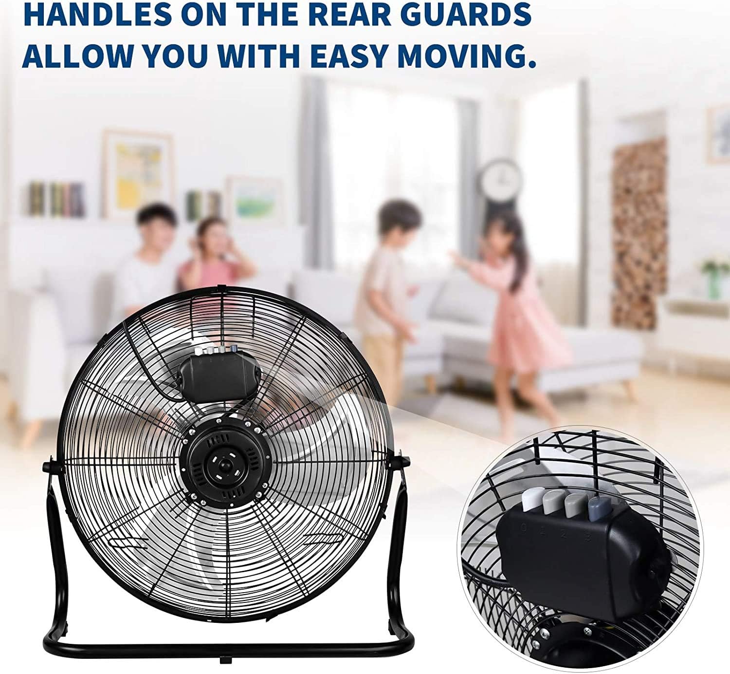 Simple Deluxe 20 Inch 3-Speed High Velocity Heavy Duty Metal Industrial Floor Fans Oscillating Quiet for Home, Commercial, Residential, and Greenhouse Use, Outdoor/Indoor, Black