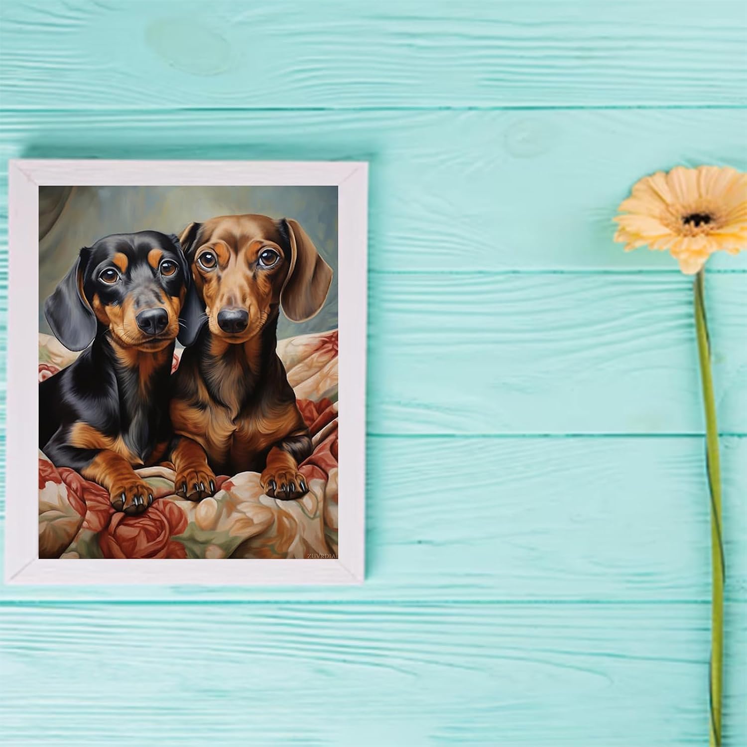 ZUVRDIAI Two Dachshund Animal Dogs, Paint by Numbers for Adults, Acrylic Oil Painting by Numbers Kits for Beginner Art Crafts Canvas for Home Decor, 40x50cm