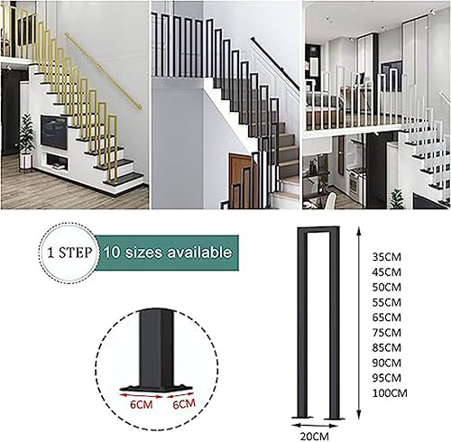 Miniatura 2 de Barandilla de seguridad de hierro forjado negro en forma de U, pasamanos de transición para escaleras al aire libre, barra de soporte de barandilla