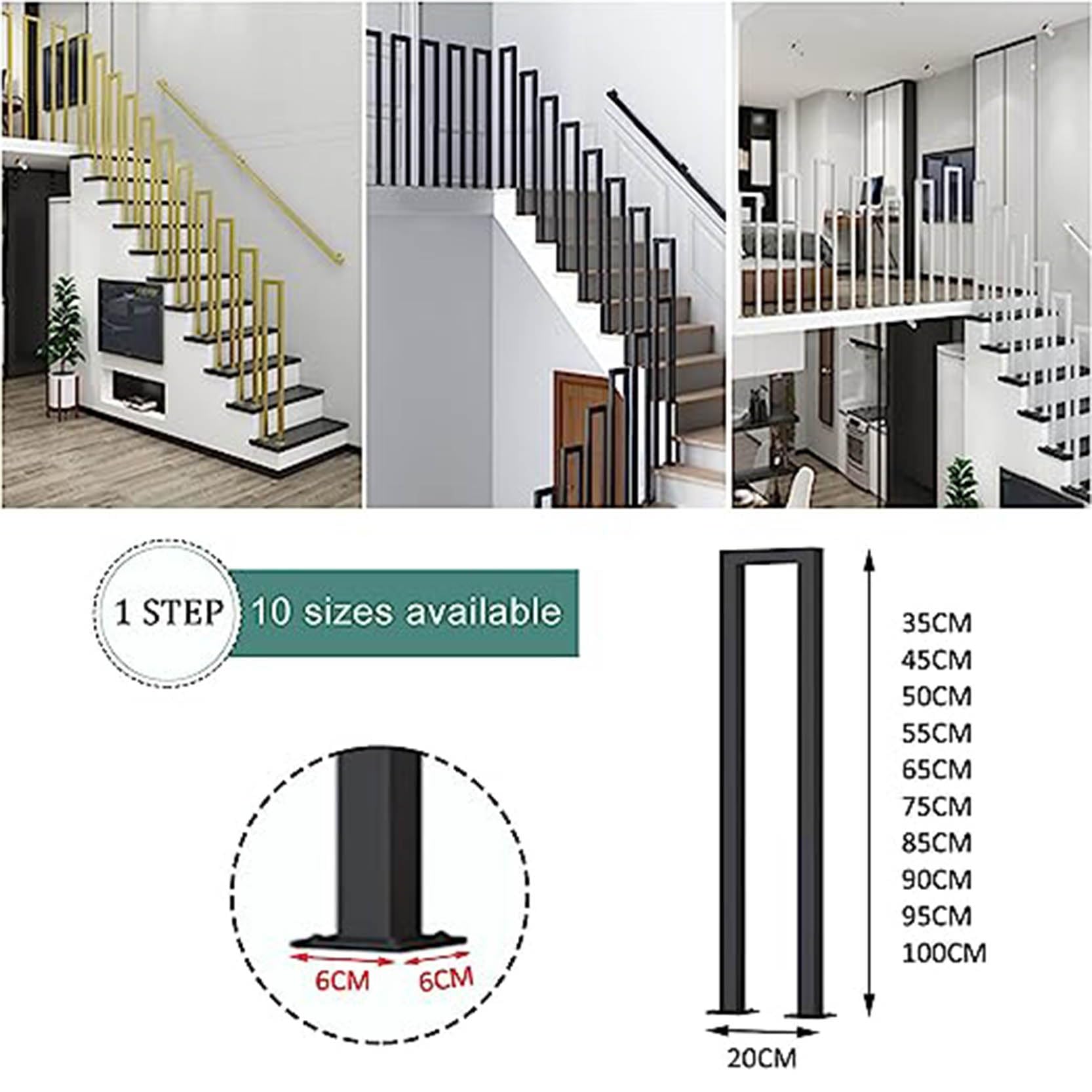 Barandilla De Escalera De Hierro En Forma De U Altura Pasamanos De Hierro Tubo Cuadrado Para Interior Y Exterior Para Escaleras Balaustrada 55 Cm 91919173