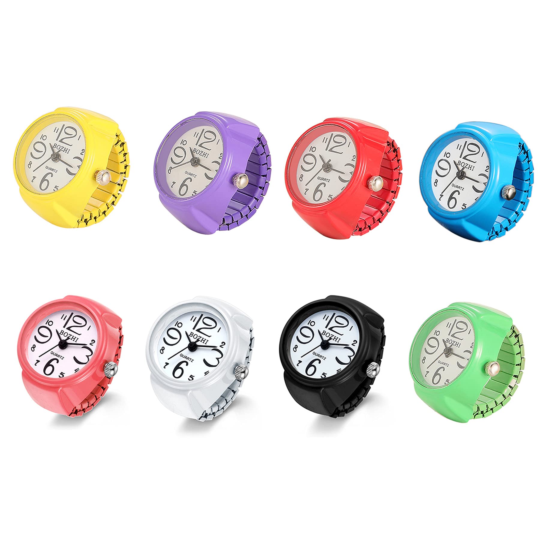 JewelryWe Orologio da dito da uomo e donna con elastico rotondo al quarzo, Anello Orologio Rotondo, Colore da Scelta