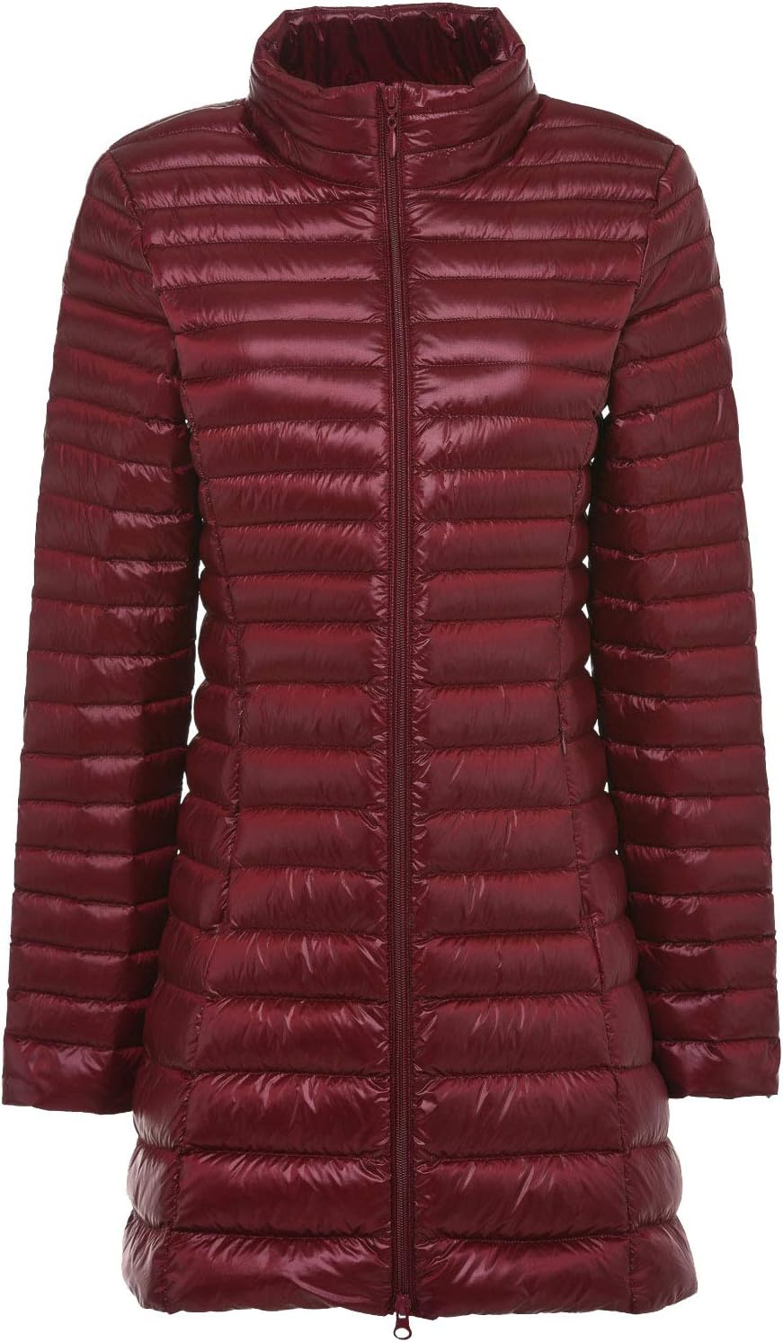 Flygo Women's Lightweight Stand Collar Mid Long Down Coat Puffer Jacket