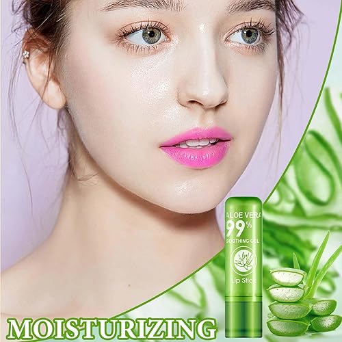 Miniatura 2 de 3 lápices labiales de aloe vera, cambio de color para mujeres, de larga duración, hidratante, brillo labial, cuidado de labios, bálsamo labial