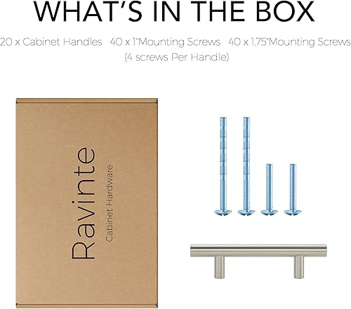 Miniatura 7 de Ravinte - Tiradores para gabinetes de 5 pulgadas de acero inoxidable en color níquel cepillado para cajones de cocina o armarios paquete de 20