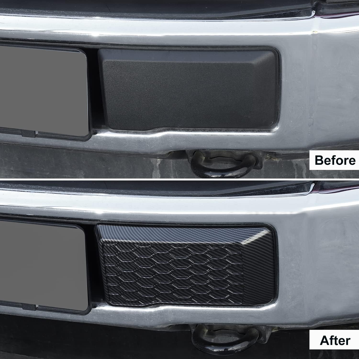 CheroCar for Ford F150 Front Bumper Guards Pads Inserts Caps Cover Replacement for Ford F150 2015-2020 (Carbon Fiber)