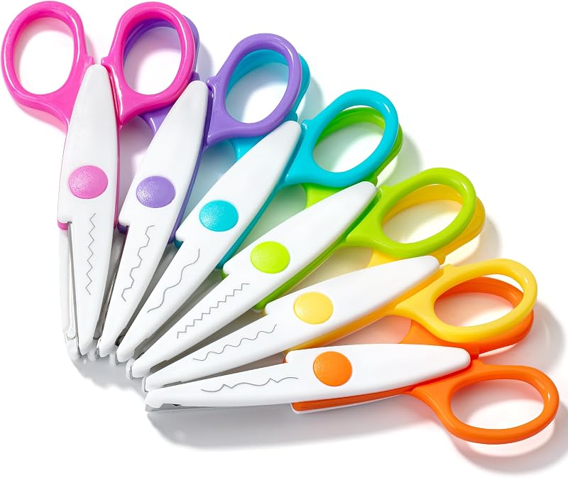 Mr. Pen- Craft Scissors Decorative Edge, 6 Pack, White & Vibrant | Zig Zag Scissors for Crafting, Scrapbooking, Fancy, Pattern, Design