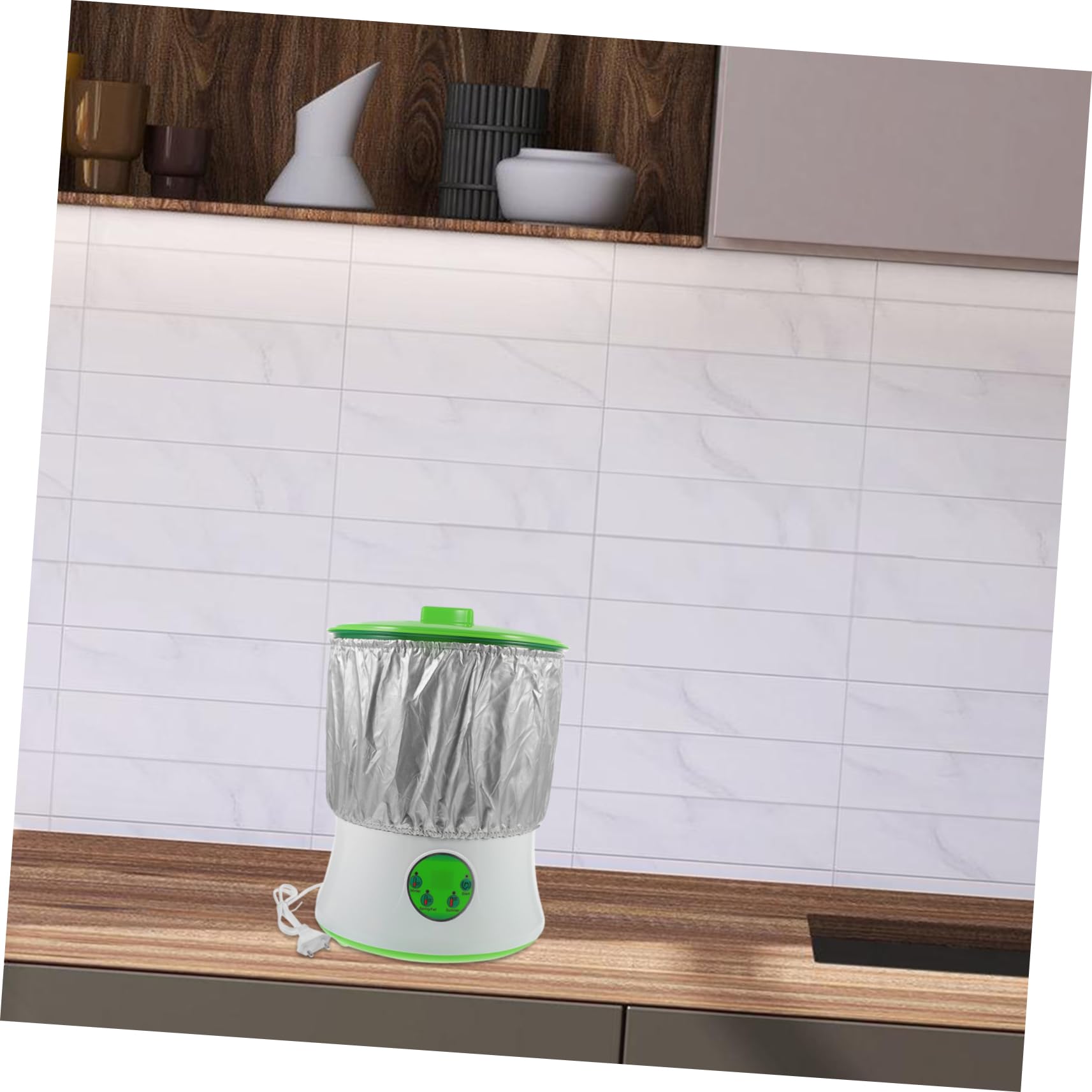 Happyyami Máquina Inteligente para Hacer Brotes de Soja de Doble Capa para Hogar, Gran Capacidad 220v Control por Microordenador, Sistema Automático de Circulación de Agua y Calentamiento