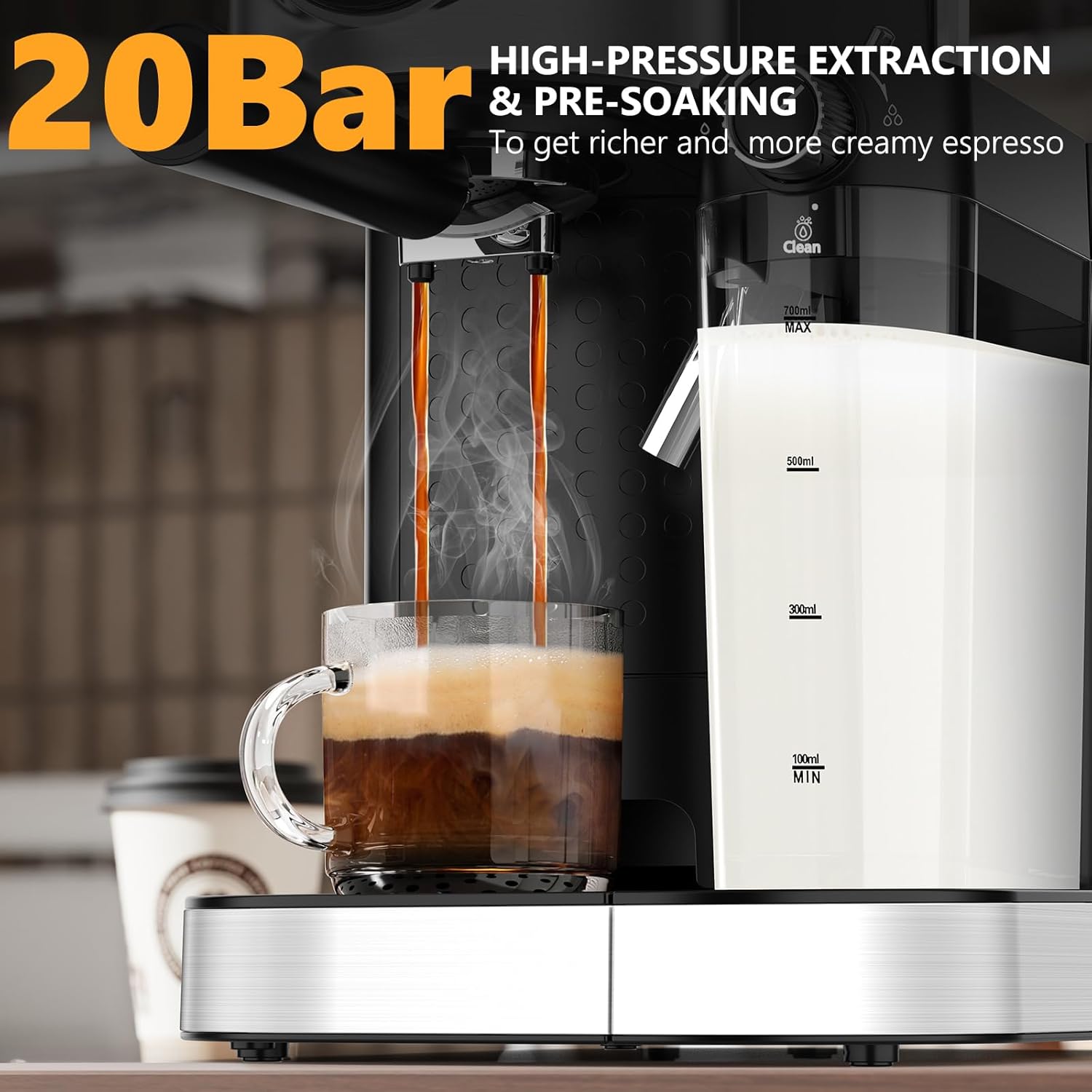 COWSAR Espresso Machine 20 Bar, Commercial Latte & Cappuccino Machine with Automatic Milk Frother, for Ground Coffee & Capsules, Dual Boiler, 57oz Water Tank, Expresso Machines for Home, Touchscreen