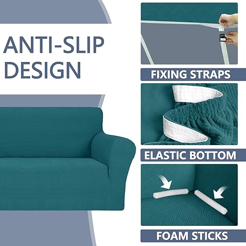 Miniatura 3 de JIVINER Fundas elásticas para sofá biplaza de 1 pieza, funda de elastano para sofá de 2 plazas, protector universal de muebles con parte inferior