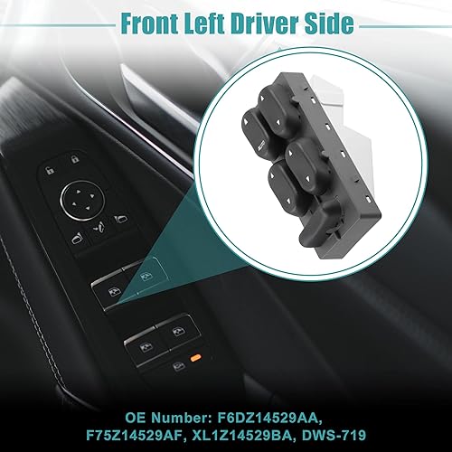 Miniatura 8 de ACROPIX Interruptor de elevalunas eléctrico delantero izquierdo para Ford Expedition Excursion F-250 Super Duty No.XL1Z14529BA - Paquete de 1 unidad