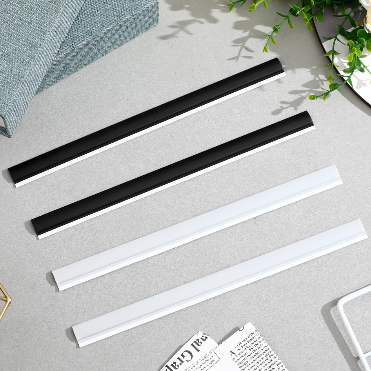 Zerodeko 4 Pack Dustpan Edge Replacement Strips 10.23 inch Lip Replacement Parts for Dustpan Easy Install Seal Strip Accessory for Home Office School Cleaning