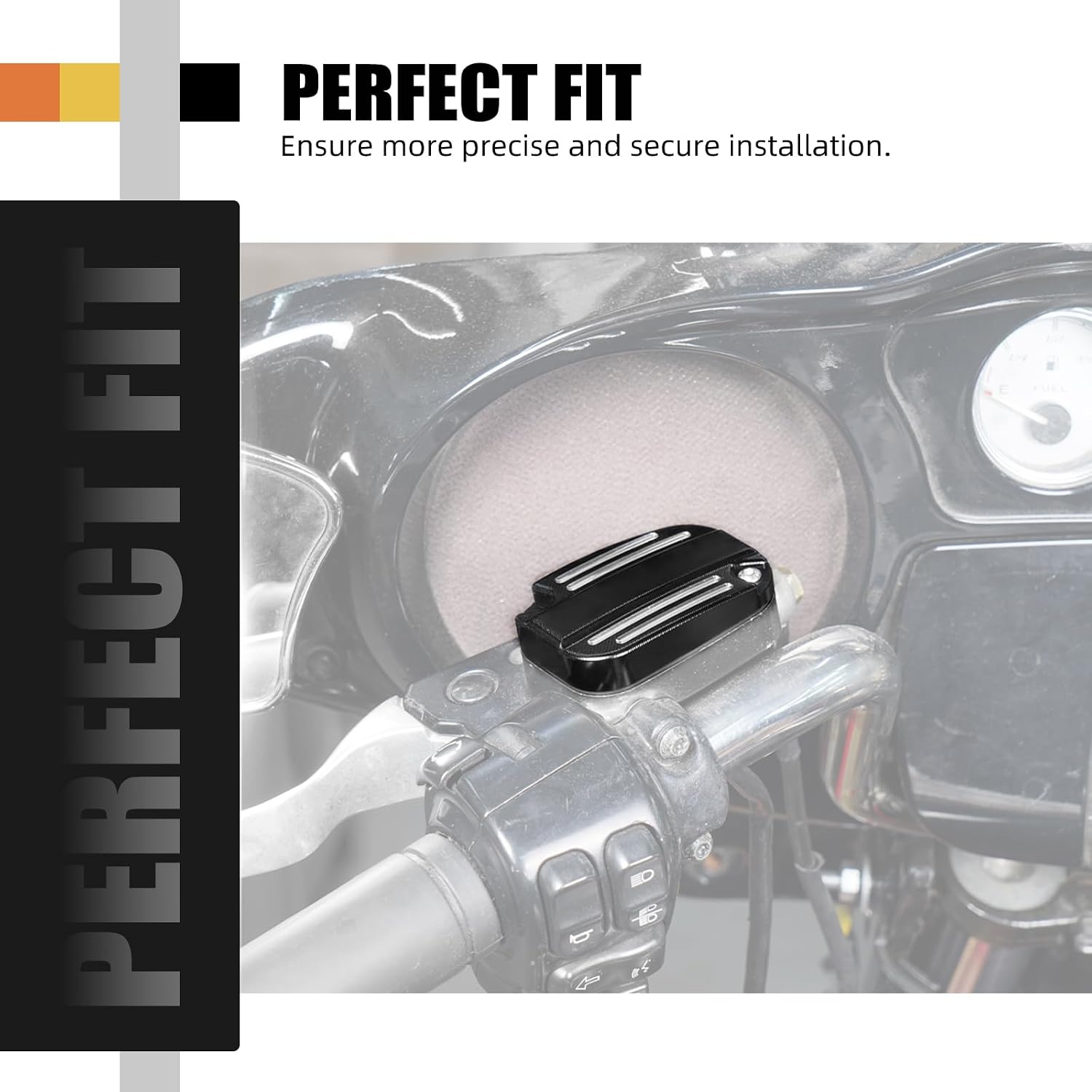 NICECNC Black Clutch Pump Covers Front Clutch Reservoir Cap with Rubber Compatible with Harley Road King FLHR 2017-2020, Freewheel FLRT 2019-2020, Replacement for 36700130, See Fitment