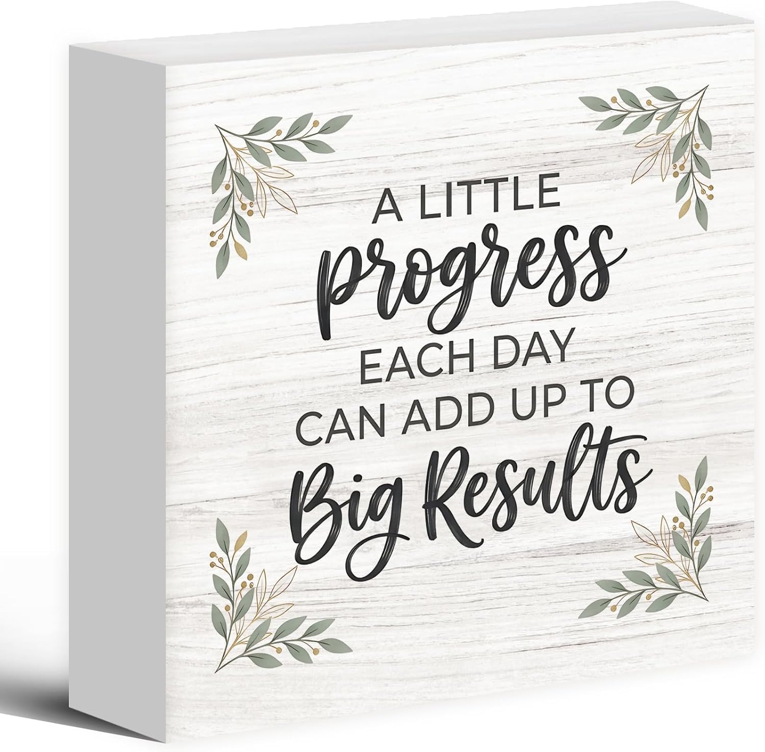 5x5 Inch Inspirational Box Sign Rustic Wood Desk Decor