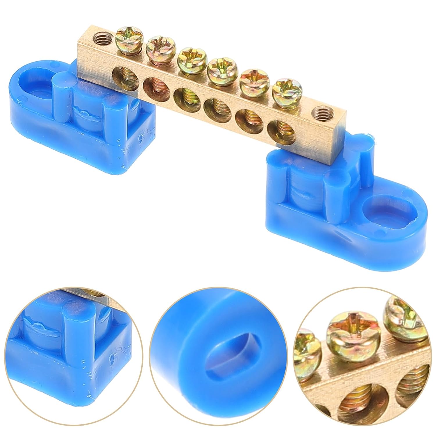 2pcs Electrical Grounding Bars Terminals Ground Bar Kit Grounding Block for Panel Blue