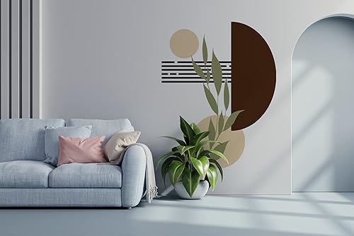 Miniatura 4 de Calcomanías de pared bohemias añade un toque bohemio a tu hogar calcomanías de pared con figuras circulares líneas y plantas calcomanías de pared de
