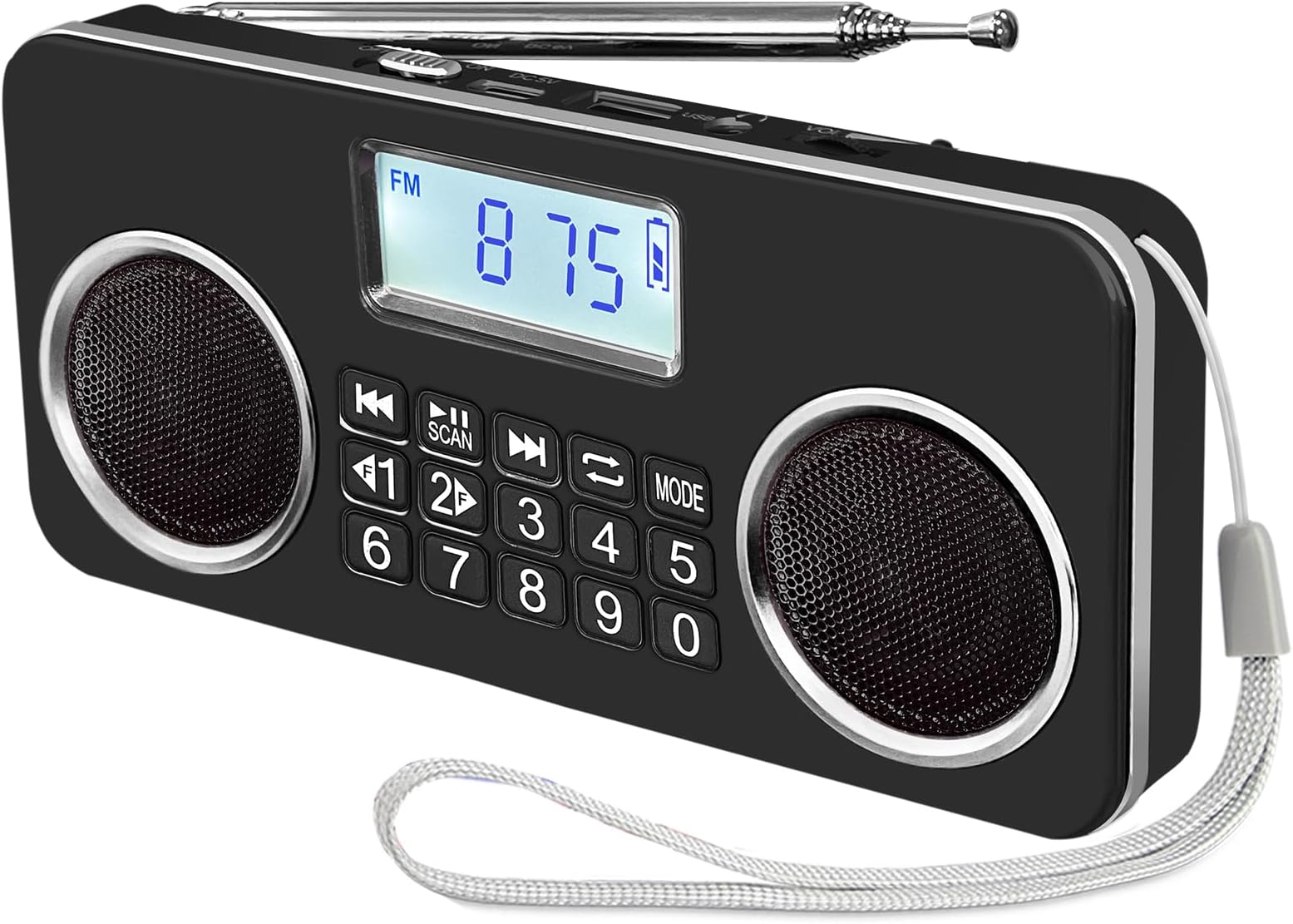 YF33 Portable FM Radio with Bluetooth, Dual Speakers, Clear Sound Quality, Stable Signal Reception, Favorite Station Storage with Digital Key, TF Card Support for Home and Travel(Black)