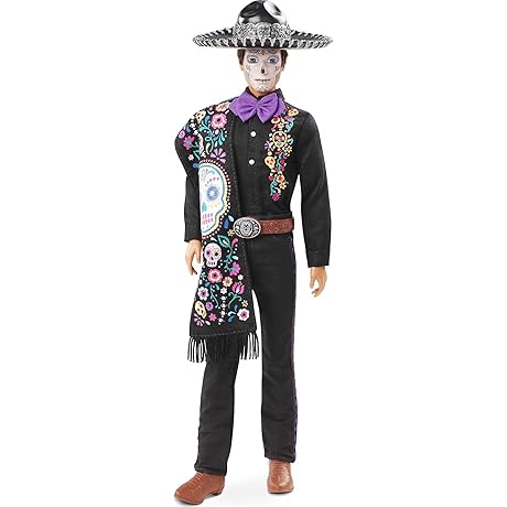 Barbie 2021 Dia De Muertos Ken Doll (12-in) Wearing Embroidered Shirt, Serape...