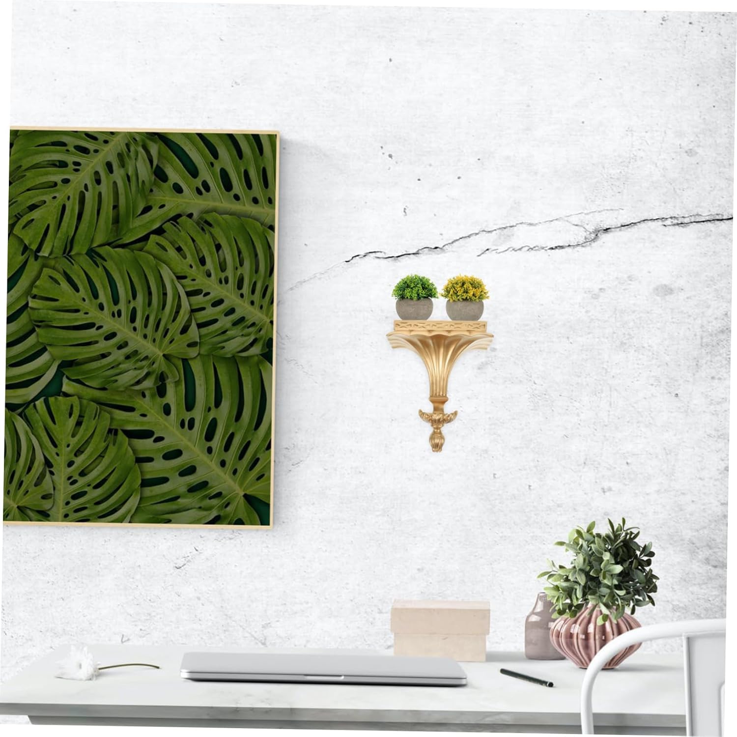 Modern Wall Floating Shelf European Style Decor Rack Resin Hanging Organizer for Living Room