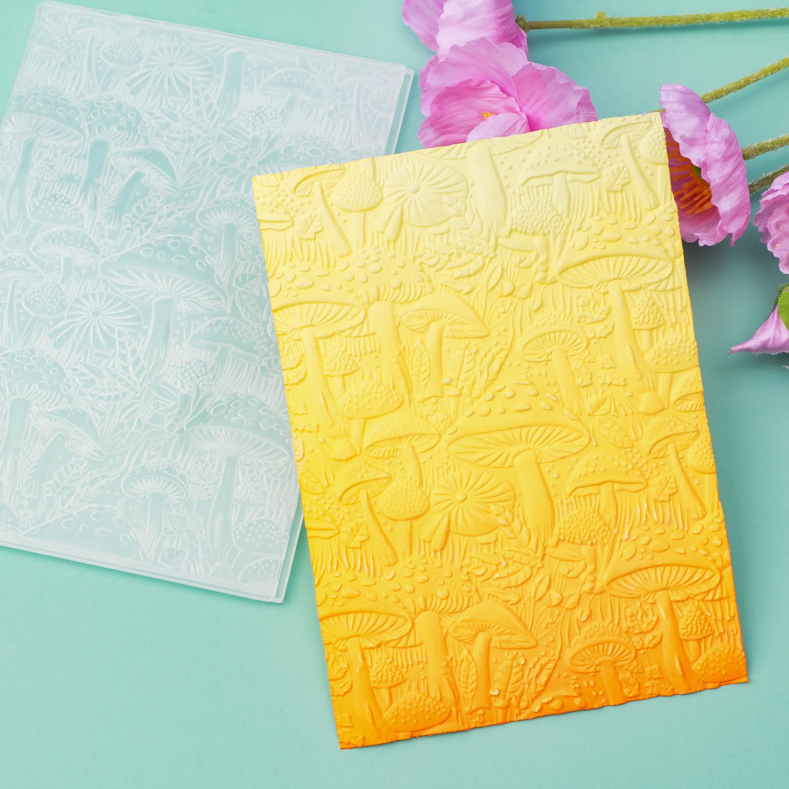 BAOFALI 3D Embossing Folder for Card Making,Mushroom Texture Plastic Fades Embossing Folder Template for DIY Scrapbooking Photo Album Card Paper Craft Decoration Embossing Template Paper Card Embos