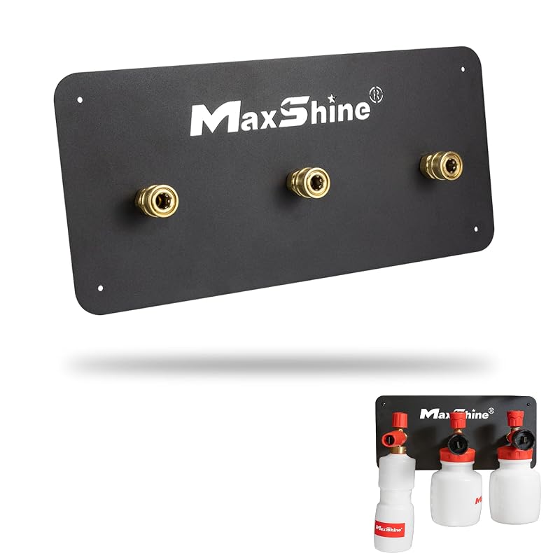 Suporte de parede Maxshine para 3 canhões de espuma, conexão rápida de 6,35 mm (1/4 pol.), metal com pintura a pó H08-Series