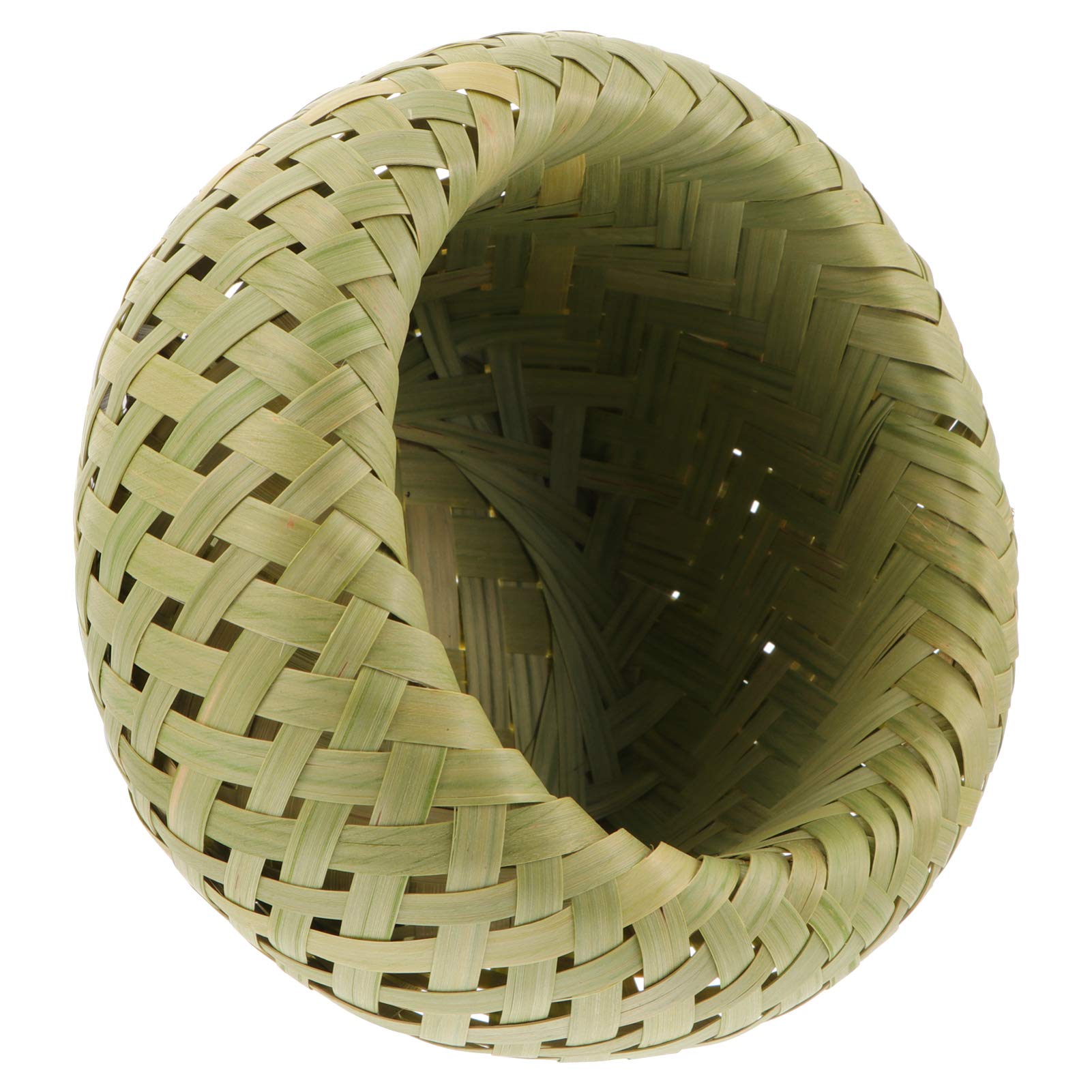 LANUOPFood Containers Woven Bowl Basket Birds Bamboo Round Straw Basket Woven Fruit Basket Bread Baskets for Serving Wicker Bowl Small Table Basket (Small) Green Plants Decor